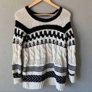 • SOLD • AE Thick Cable Knit Cream & Black Grandpa Sweater